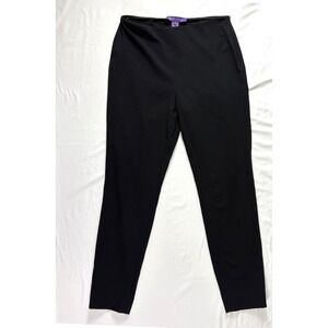 Ralph Lauren Purple Label Dress Pant Womens 8 Black Wool Crepe Slim Leg Elevated